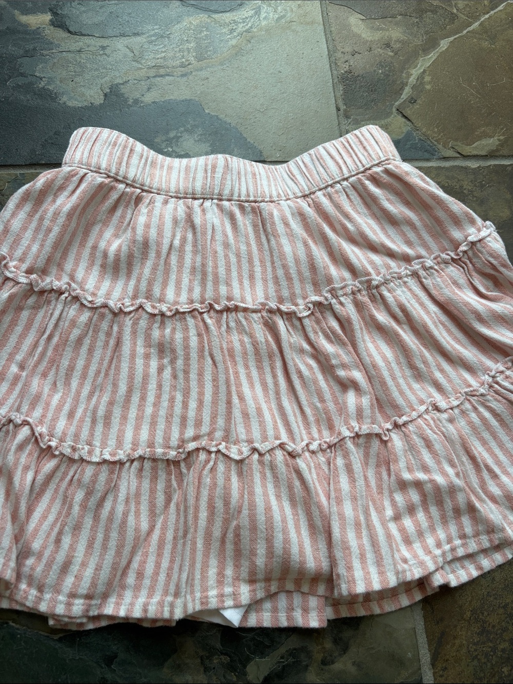 Abercrombie Kids Pink and White Striped Tiered Skort Size 9/10